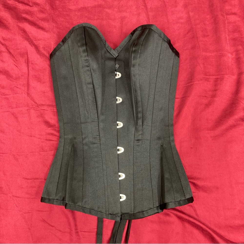 NWT Corset Story black satin waist training overbust halloween sexy lingerie